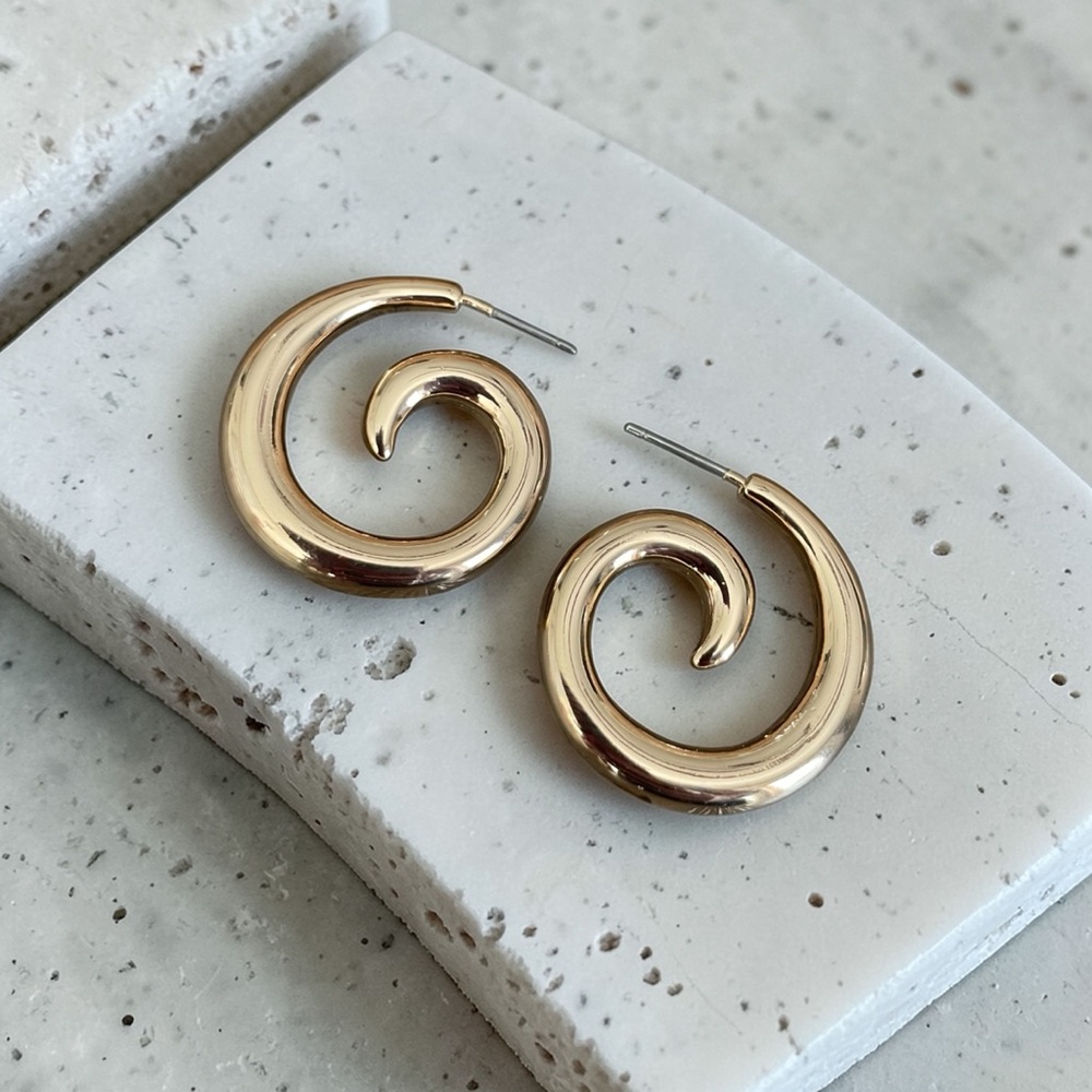 Anthropologie Smooth Gold Spiral Earrings
